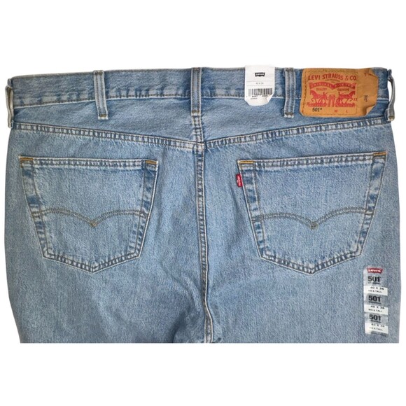 Levis 501 Original Jeans Stretch Denim Light Indigo Irregular Mens 40X38 New - Picture 9 of 12